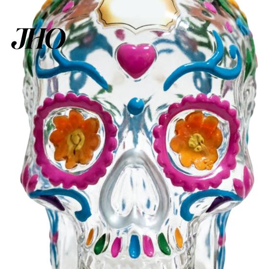 Bar Countertop Decoration Skull Shape Glass Whiskey Decanter, 350ml Liquor Bottle with Stopper, 3D Gothic Home Decor, Unique Gift for Men Bourbon