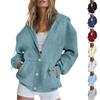 Women's Fashionable Loose Casual Cardigan Button Drawstring Hooded Sweatshirt