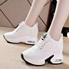 Sports Casual Shoes Women's Hollow Breathable Lace-up Round Toe Air Cushion Wedge Heel Thick-soled Net Shoes
