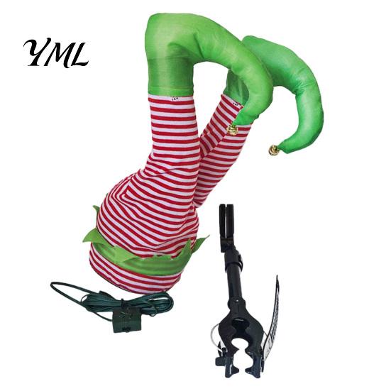 Xmas Tree Accessory Christmas Elf Shaking Leg Decoration, Electric Santa Claus Embellishments for Tree, cHalf Body Ormament Party Ornament