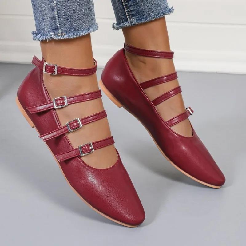 Туфли Мэри Джейн на квадратном каблуке с квадратным носком, на среднем каблуке, балетки, весна-осень, однотонные, женская обувь, ремешок с пряжкой, модная женская обувь, новые