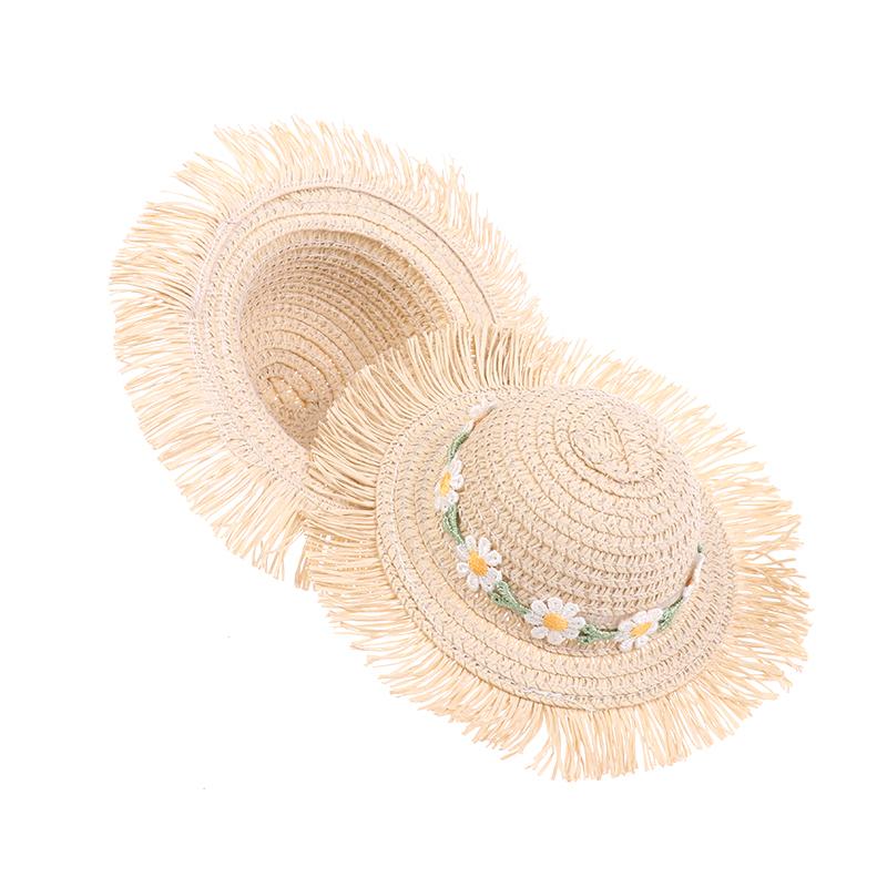 Dollhouse Handmade Daisy Hat Sun Cap For 1/6 Doll Accessories Doll Cute Hat With Bow Decoration Doll Hat Children'S Toy Gift