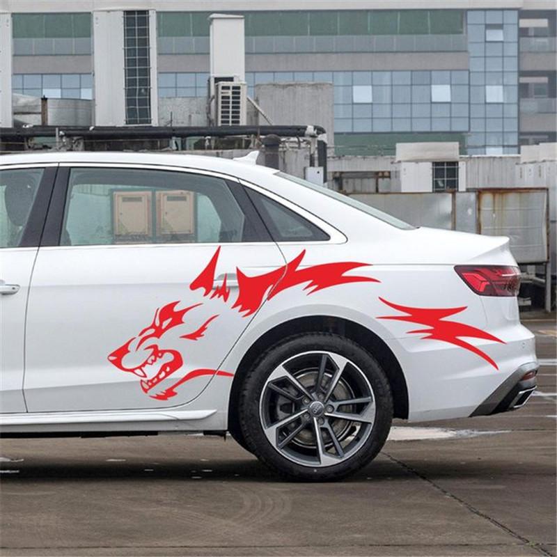Наклейка «Волк», персонализированная модификация автомобиля, украшение, наклейка «Голова волка», агрессивная и свирепая наклейка, водонепроницаемая и солнцезащитная.
