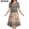 Vintage Tribal Ethnic Floral Graphic Elegant Women's Dress 2025 New Summer Short Sleeve O-Neck Casual Loose A-Line Dress Vestido