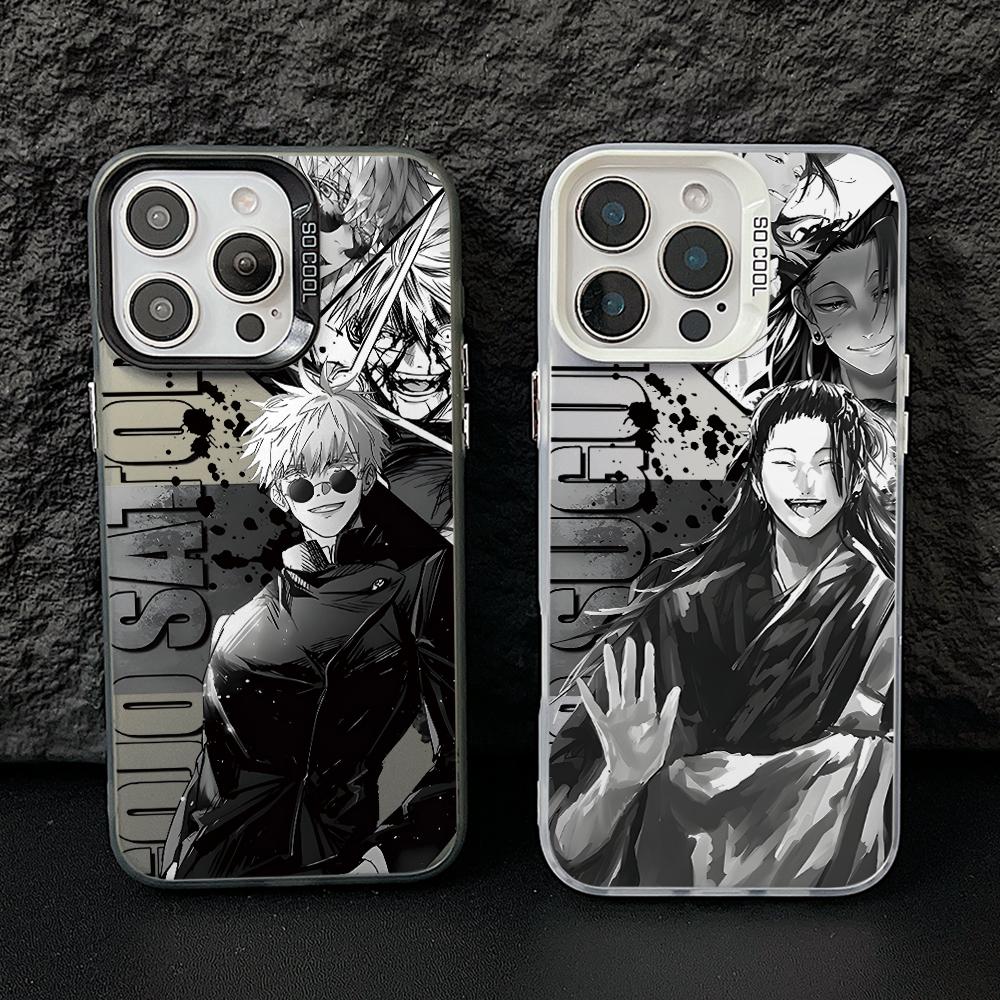 Чехол для телефона Jujutsu Kaisen Годжо Гэто для iPhone 17 Air 16 16e 15 14 Plus 13 12 11 Pro Max X Xs XR 8 Цветной Серебристый Жесткий Чехол