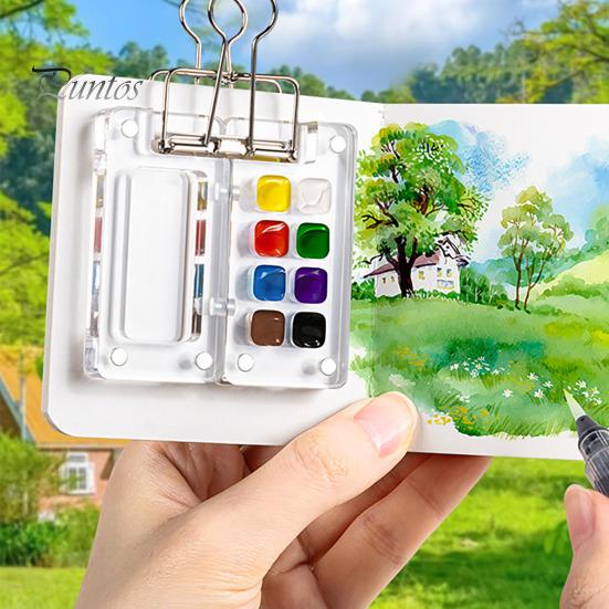 Мини-коробка для акварельных красок, карманный набор для путешествий для художника, универсальная цветовая палитра, портативная пластиковая книга для рисования