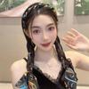 Long Ribbon Chain Hair Hoop Elegant Ponytail Holder Cloth Silk Scarf Headband Hair Accessories For Women Girls Printing Hairband