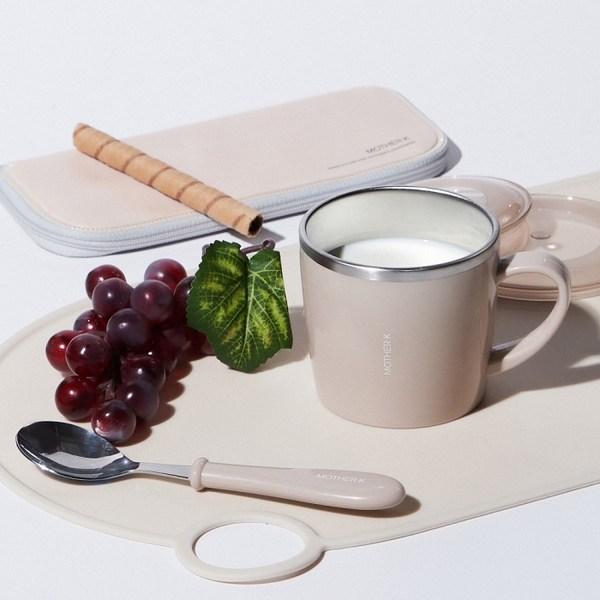 Набор чашек Mother K из нержавеющей стали + крышка, бежевый, 2 комплекта