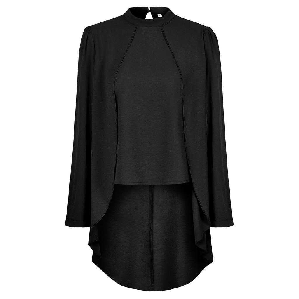 Повседневная женская модная однотонная рубашка с высоким воротником и длинными рукавами, пальто из искусственной кожи с двумя рубашками для женщин, элегантная женская одежда, осенняя одежда