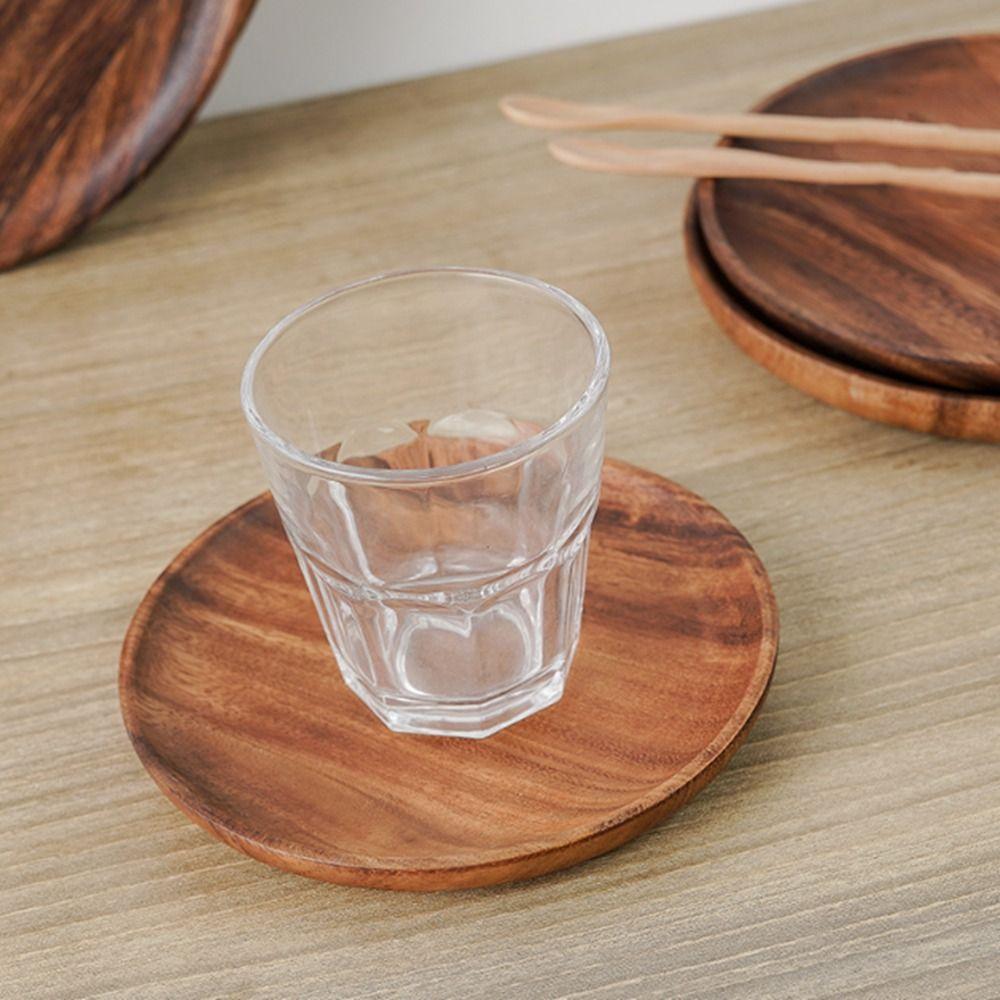 Wood 1Pcs Durable Tableware Unbreakable Vintage Dinner Plate Fruits Dishes Platter Serving Tray