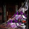 Giant Lighted Spider Halloween Decoration Fake Spider Light-up Realistic Spooky Spider for Indoor Outdoor Yard Patio Festive Decor
