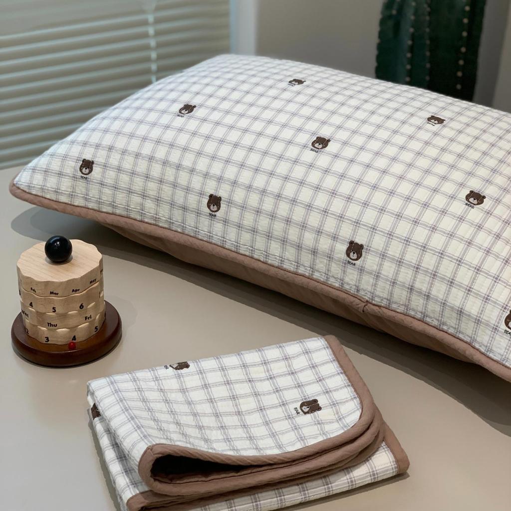 Стеганое покрывало с подходящими наволочками из чистого хлопка (Набор из 2), Уплотненный, 48x74см, Подходит для всех сезонов.