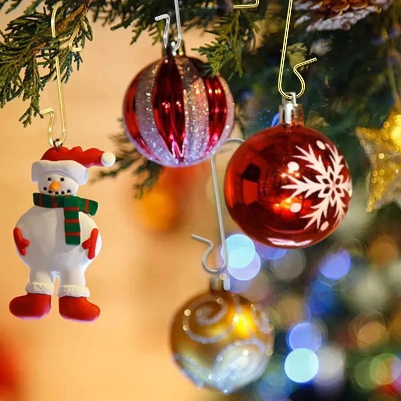 200/50PCS Christmas Ornaments Hooks Colorful Xmas Tree Decor Hanger Hook for Christmas Ball New Year Party Decoration Supplies 7
