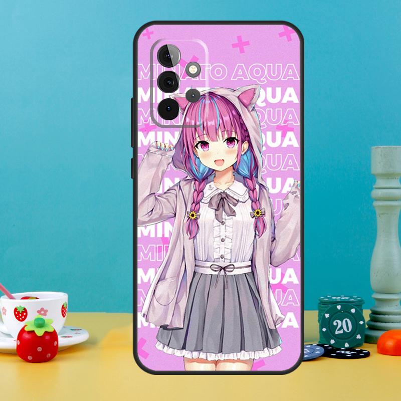 Чехол Hololive Minato Aqua для Samsung Galaxy A25 A54 A34 A14 A52 A32 A12 A13 A33 A53 A15 A16 A36 A56 A26 A05 A35 A55