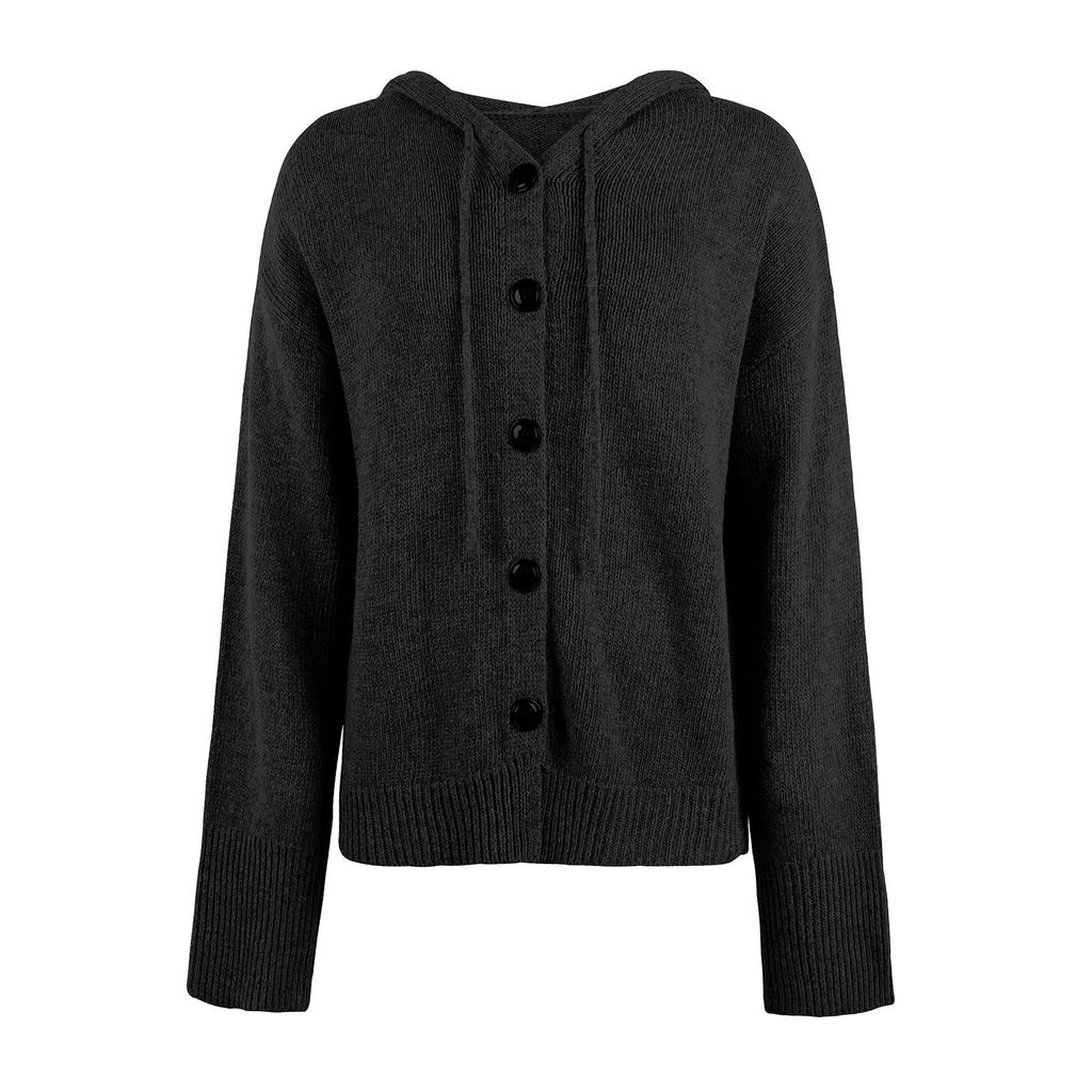 Women's Autumn Button Solid Color Long Sleeve Cardigan Women's Knit Sweater