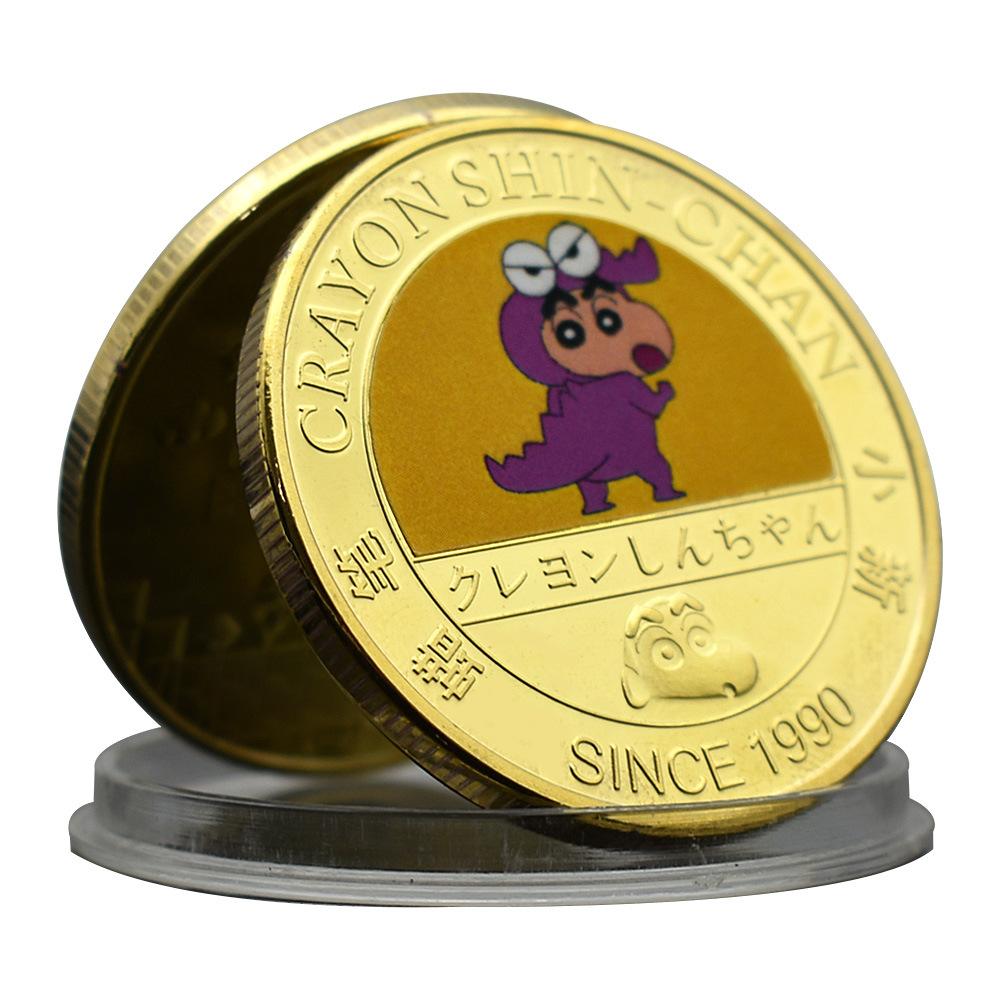 Gold plated colored commemorative coins for Japanese manga and anime merchandise, anime children's souvenirs