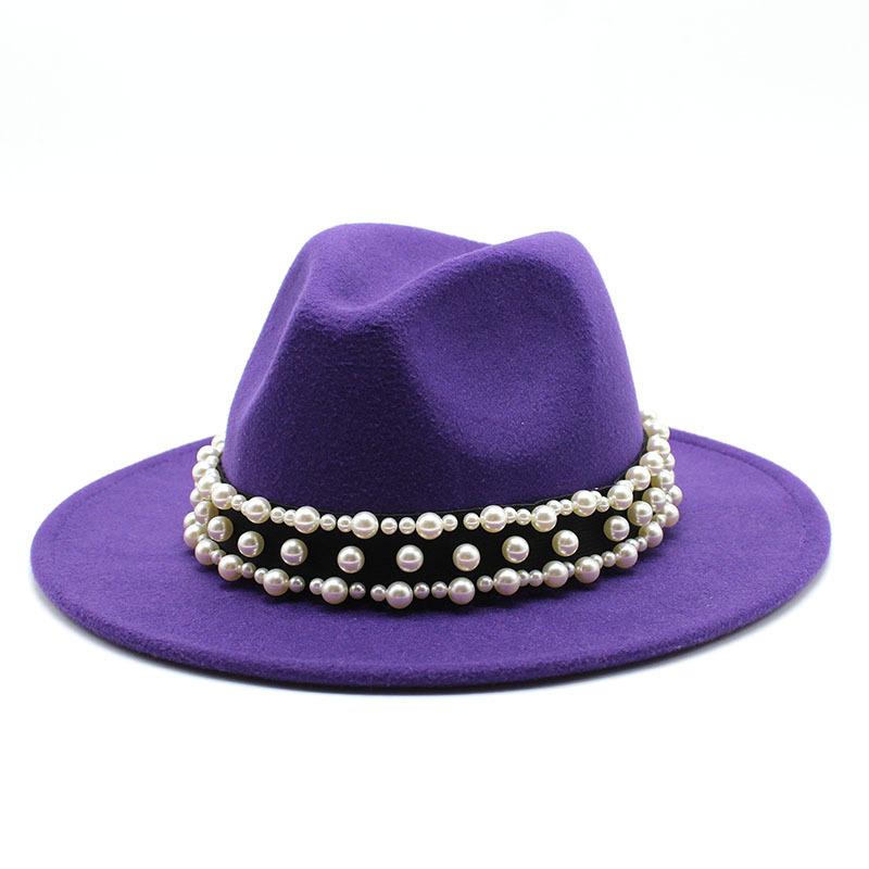 Jazz Hat, Pearl Top Hat, Женская модная мужская и женская шерстяная шляпа