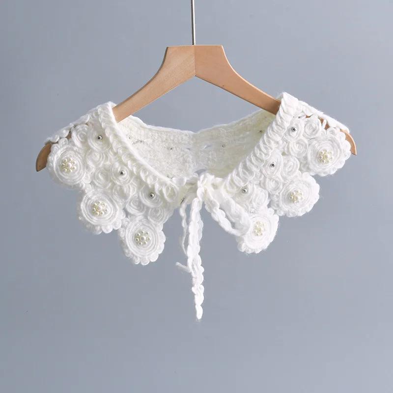 Vintage Embroidery Shirt Fake Collar Woman Removable Shirt Detachable Collar Shirt Blouse Tops Sweater False Collar Accessory
