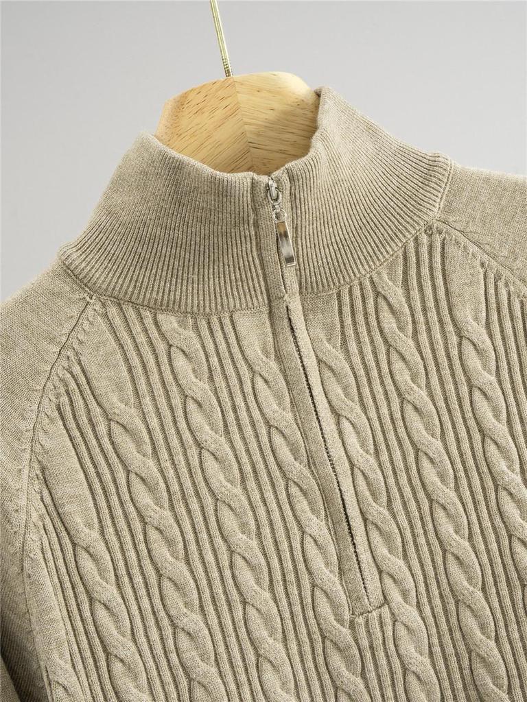 Женский модный вязаный комплект Осень/Зима: Свитер на молнии до середины и брюки широкого кроя