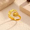 INS Style Sun Moon Titanium Steel Ring Luxury Premium Open Adjustable Band Ring 18K Gold Stainless Steel Jewelry