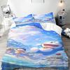 Blue Robot Cartoon Duvet Cover Home Pillowcase Set Adult Bedroom Children Comforter Bedding
