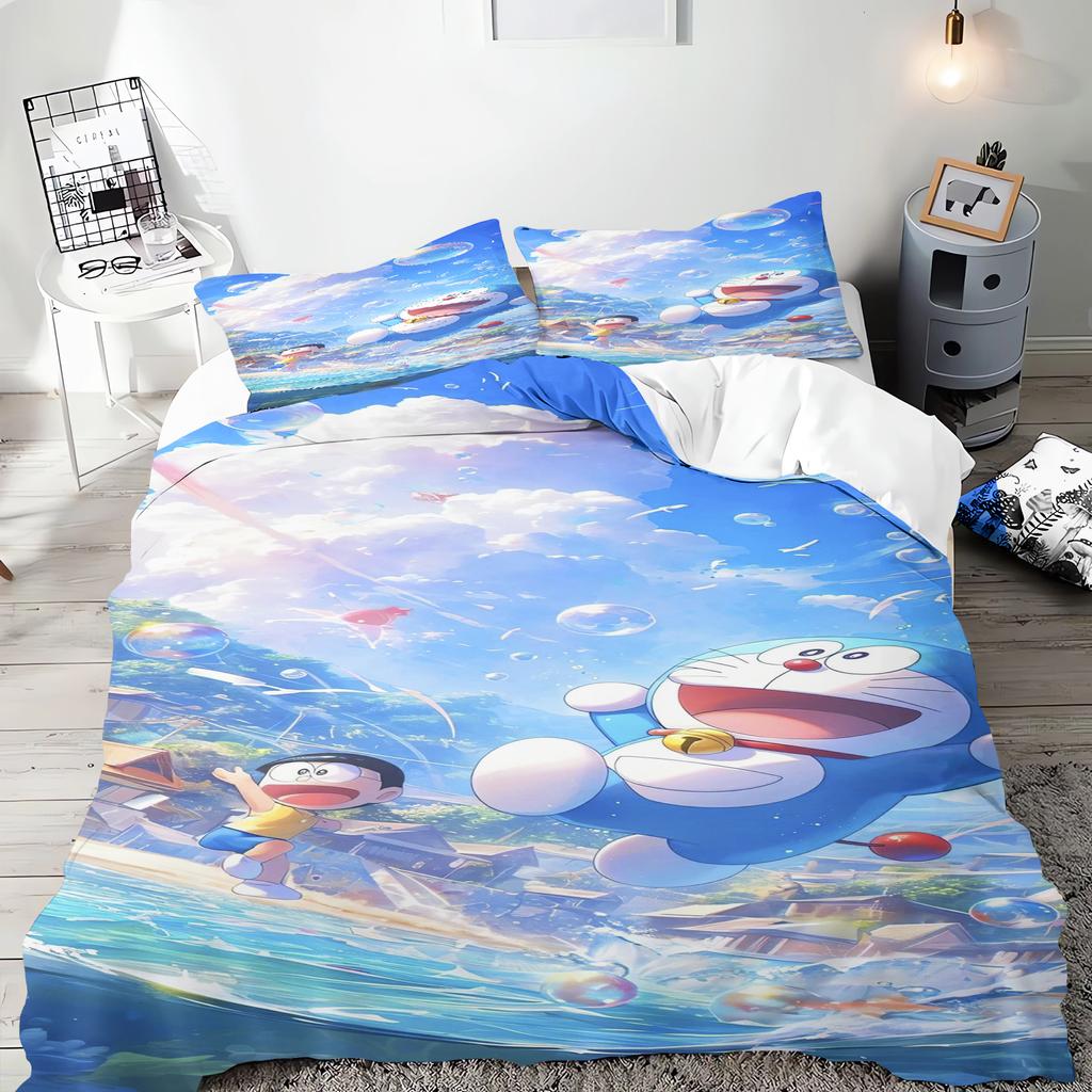 Blue Robot Cartoon Duvet Cover Home Pillowcase Set Adult Bedroom Children Comforter Bedding