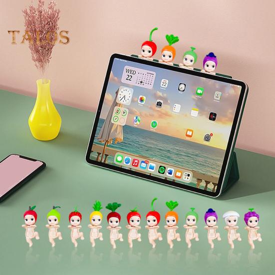 12 шт., держащая подбородок ангела, кукла, фрукт, головной убор, животное, фигурка ангела, ПВХ, мультяшная фигурка ангела, книжная полка, настольное украшение, орнамент