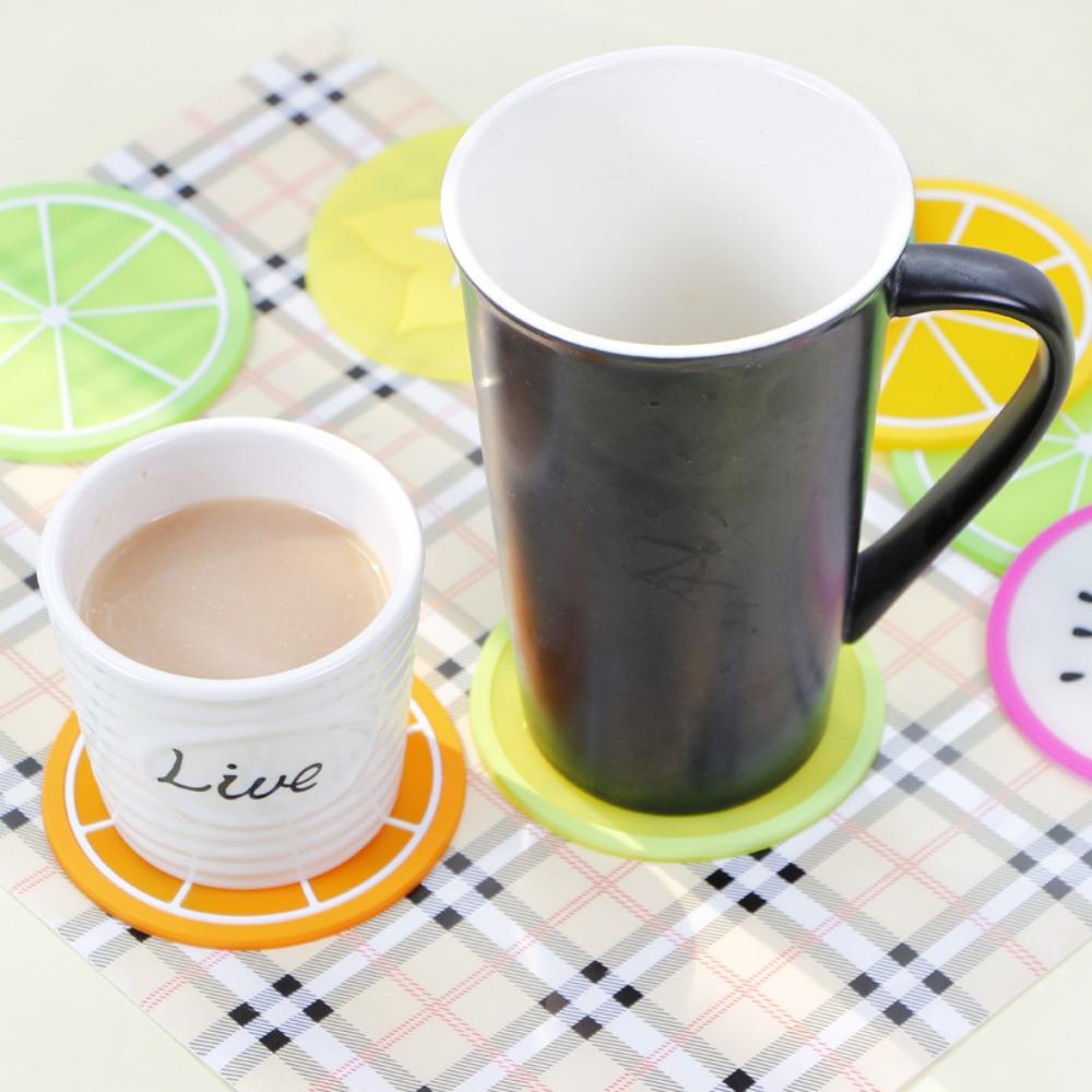Silicone Cup Mat Non -slip Cup Insulation Pad Tableware Pad Fruit Shape Cup Coaster  Dining Table