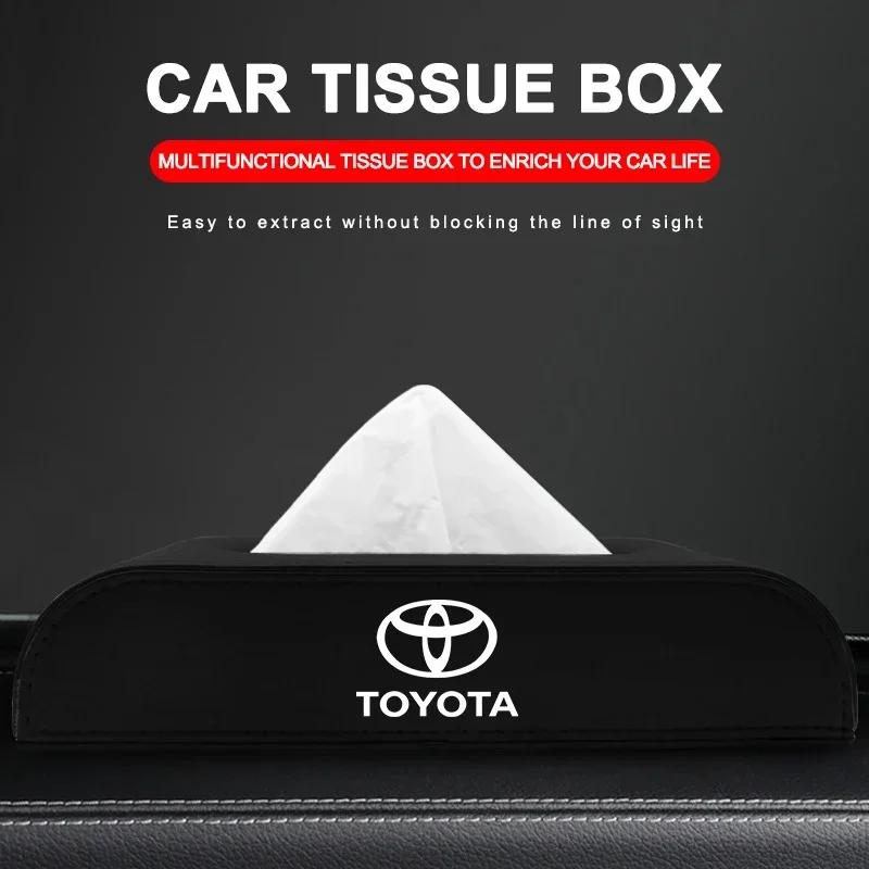 1pcs Car Tissue Box Holder Armrest Box Storage Case Emblem for Toyota TRD Corolla Camry Rav4 Yaris Hilux Prius Auris Car Accessories