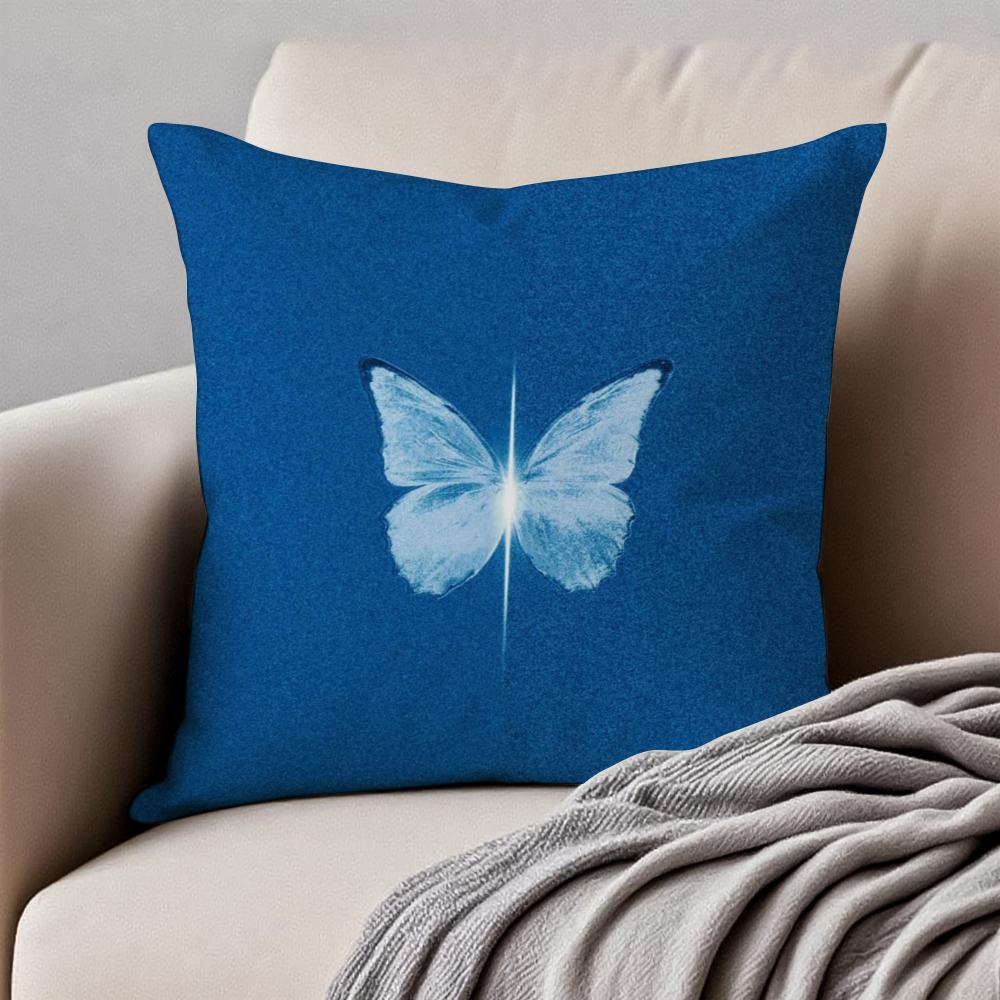 Vintage Butterfly Ins Anime Style Art Cushion Cover Pillowcase Antidustmite Invisible Zipper Short Plush Sofa Cushion