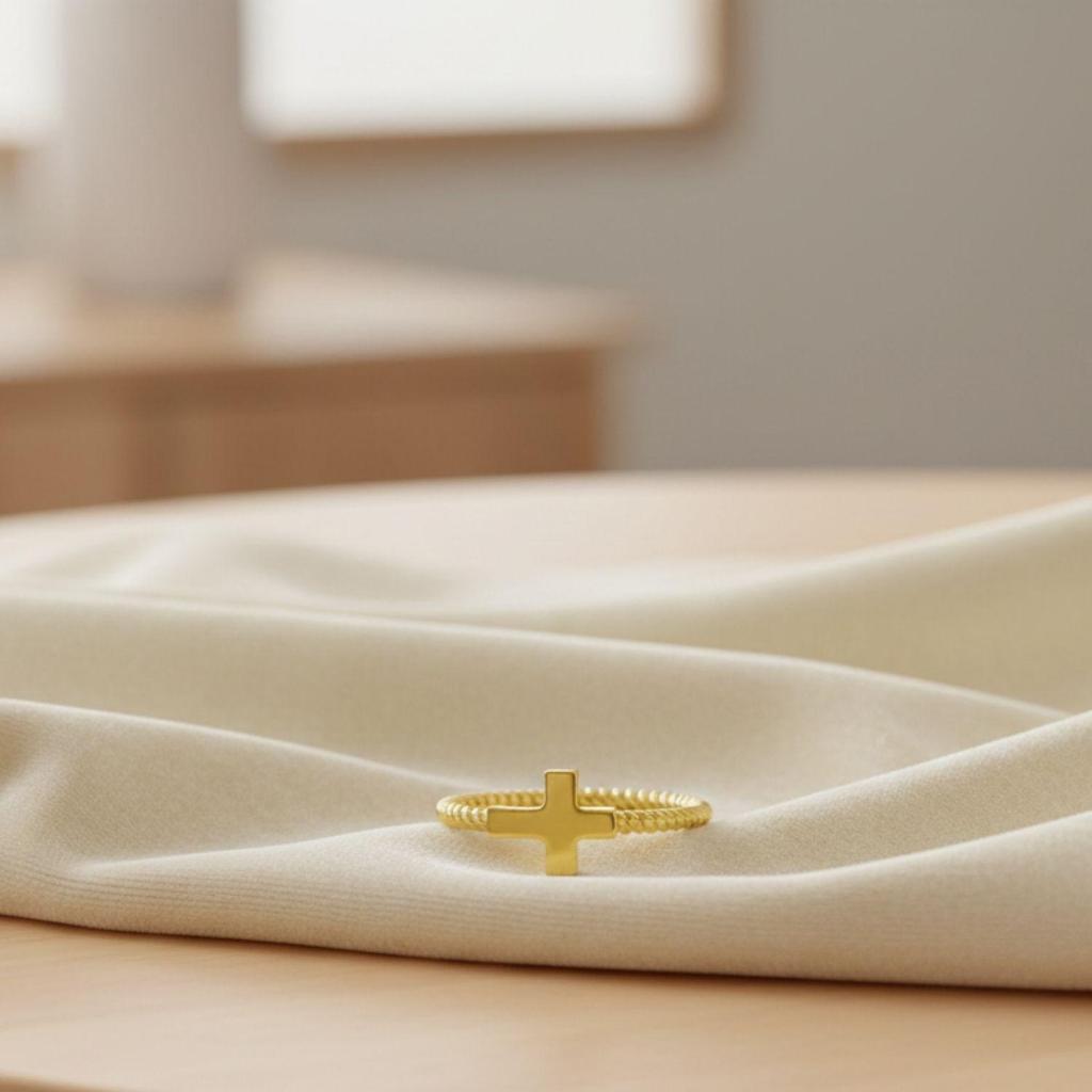 Женское кольцо из стерлингового серебра 925 пробы с позолотой вермейл, витая веревочная полоса, крест