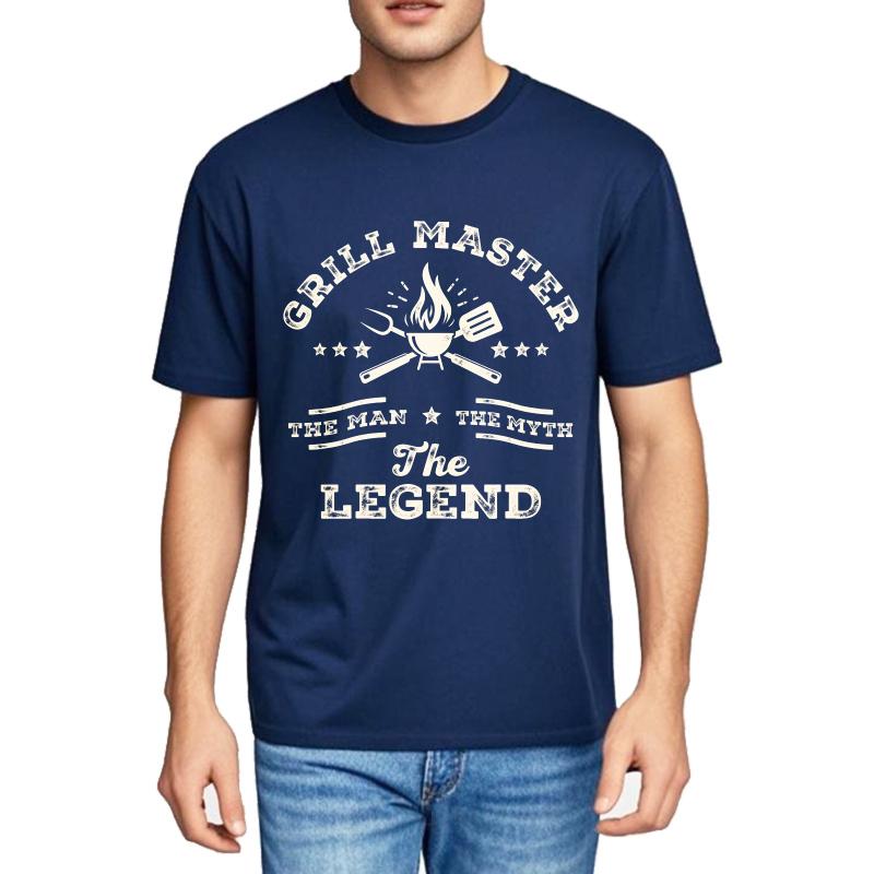 Graphic Summer For Men T Shirt Grill Master The Man The Myth The Legend Short Sleeve Travel Round Neck Tshirt Male Teeshirt