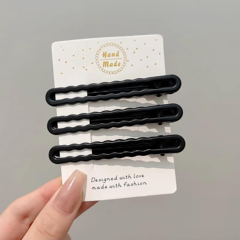 Элегантная черная металлическая заколка для волос для женщин - на лоб, для челки, в стиле «утиный клюв»