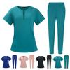 2 шт./компл., комплект женской больничной формы, комплект с круглым вырезом, застежкой-молнией, короткими рукавами, карманами, топ, брюки с эластичной резинкой на талии, быстросохнущий больничный стоматологический костюм медсестры