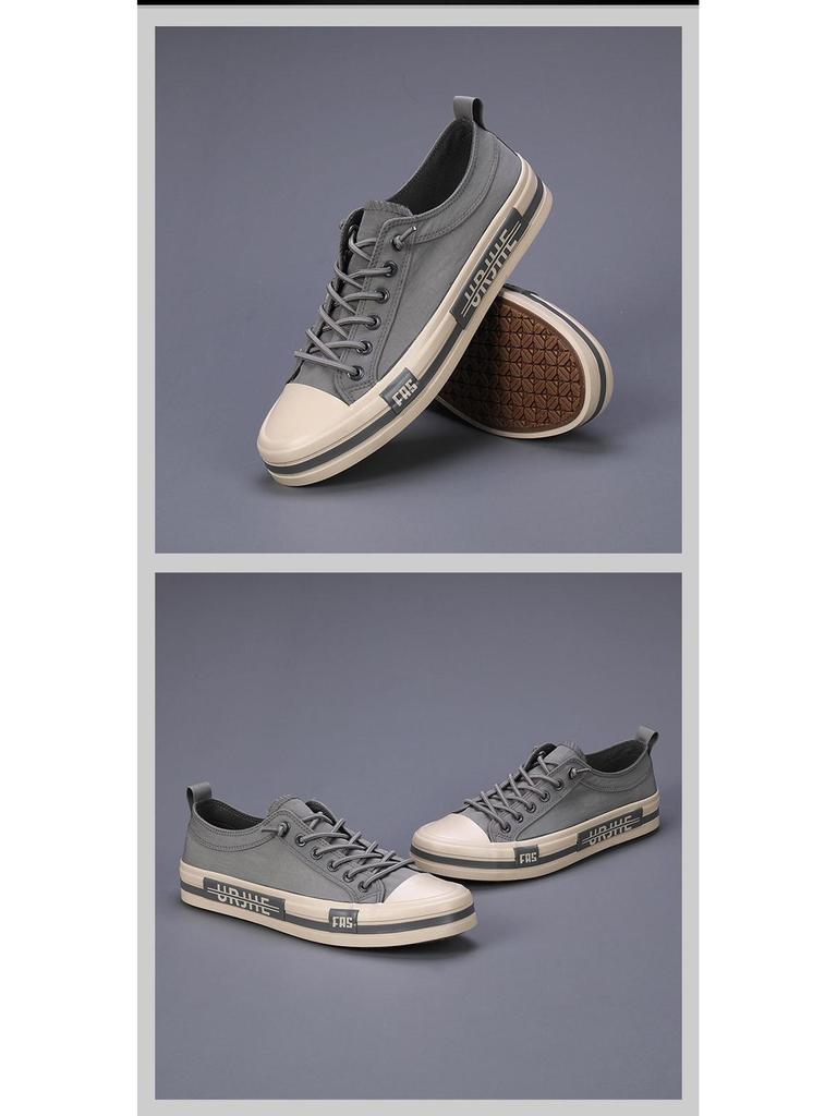 2025 Summer Men's Low-Top Color Block Canvas Slip-On Skate Shoes