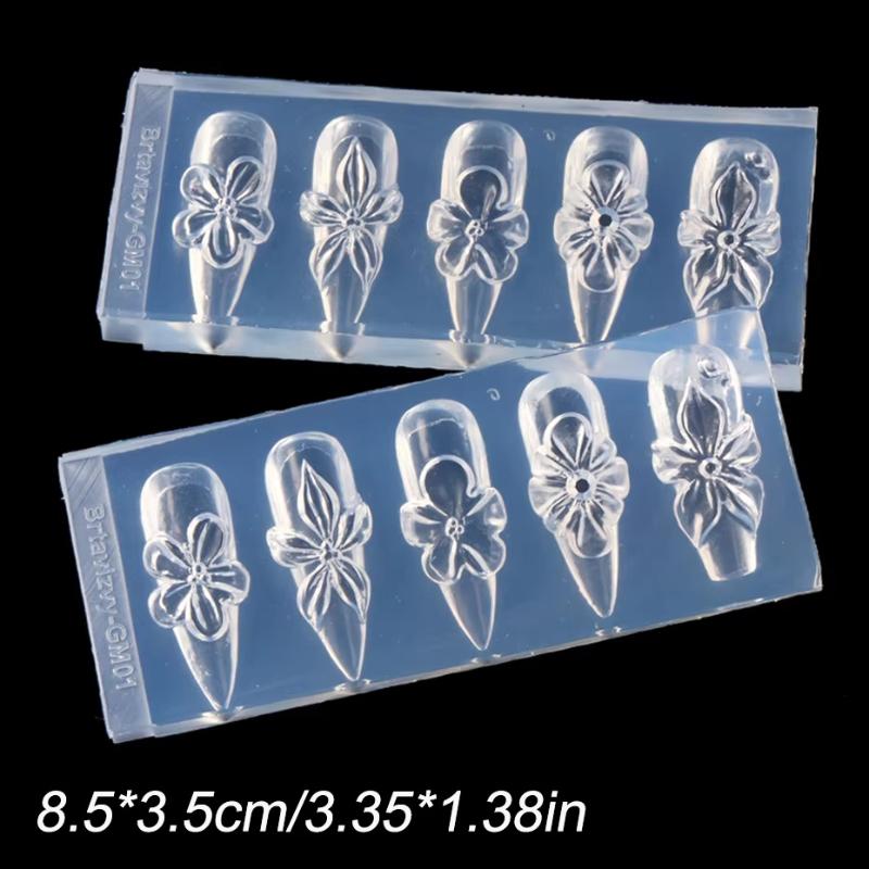 Silicone 3D Hibiscus Flower Nail Mold for Resin Art Professional DIY Nail Tool for Floral Design Creations