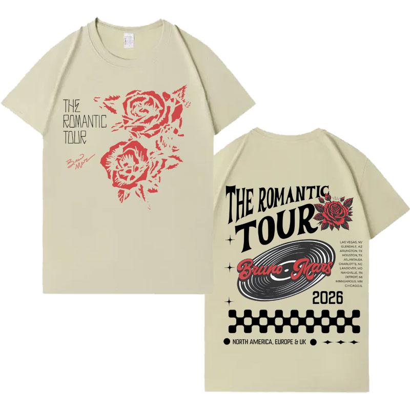 Singer Bruno Mars The Romantic new album tshrit Mens Women Oversized Casual High Quality harajuku loose tshrits teenagers Unisex
