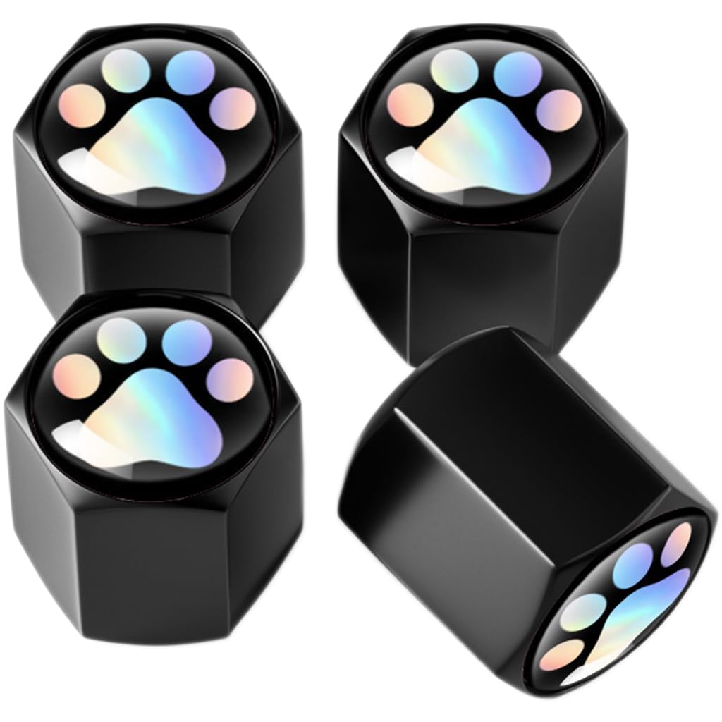 Prendre PR-NIKUVAL11-BK Valve Caps Air Valve Caps 4pcs Paw Tire Wheel Customized (Black)
