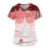 Women's Fashion V-Neck Short Sleeve Workwear With Pocket Christmas Printed Top