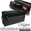 Maturi Кожа лошади кордован Двойная молния Вторая сумка, Черный, MT-14