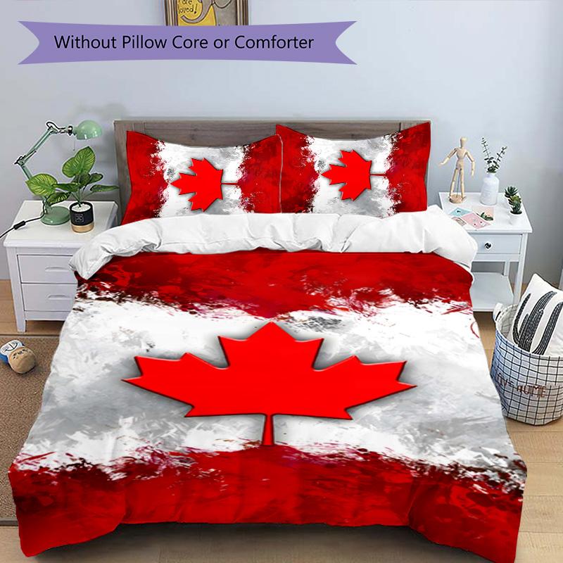 Canada 3pcs Bedding Set Duvet Cover Closure Includes 1 Duvet Cover & 2 Pillowcases for All Seasons Bedroom Home Dorm Decor