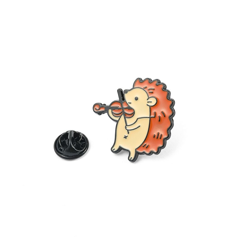 French Horn Zinc Zinc Alloy Musician Audience Pin Enamel Badge Cartoon Hedgehog Brooch Backpack Decoration