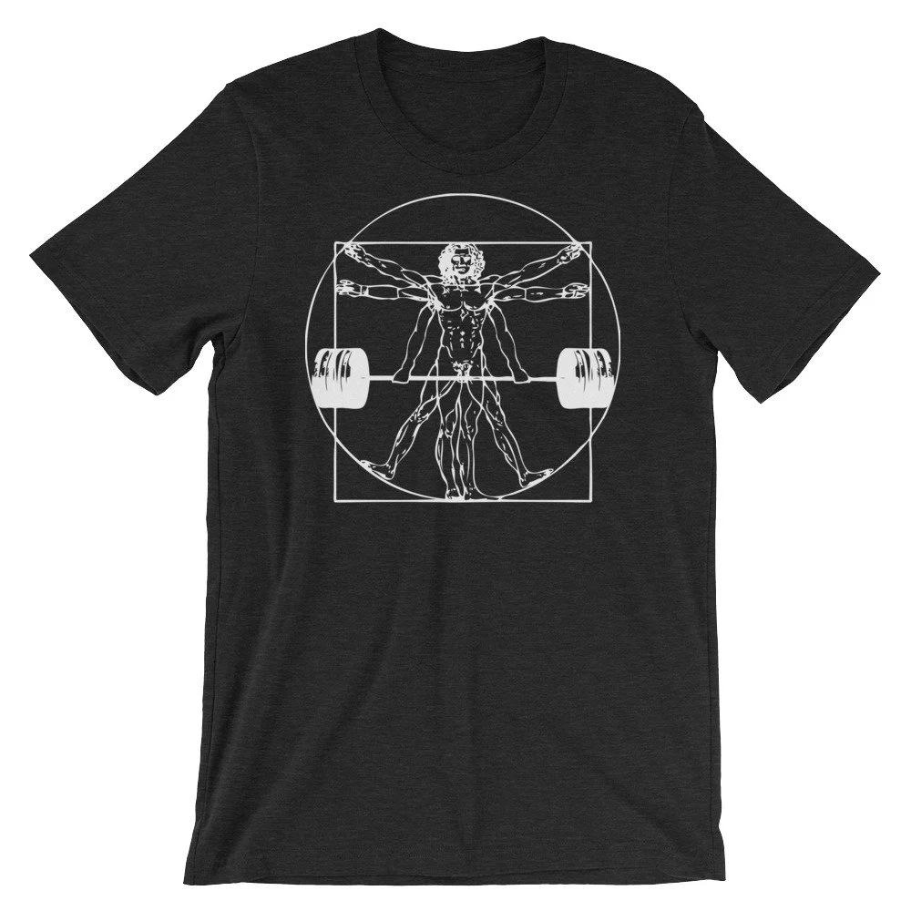 Vitruvian Barbell Unisex Gift for Bodybuilding Weightlifting Powerlifting Crossfit WOD Fitness Workout Unisex Gym TShirt