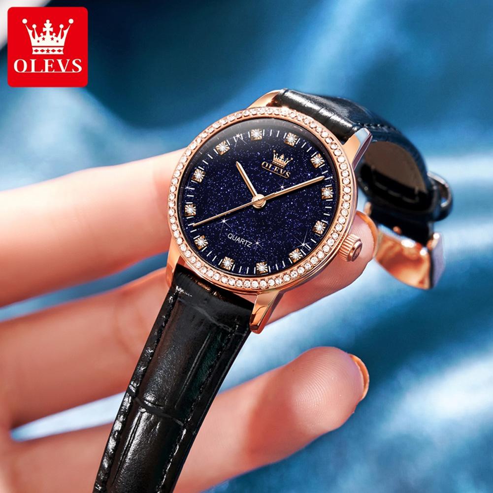 OLEVS 5605 Brand Fashion Women's watches Starry Sky Dial Quartz Watch for Ladies Elegant Waterproof Bracelet Gift Box Set