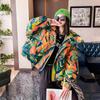 Winter Printed Cotton Jacket Women's Short Hooded Bread Jacket Thicken Fashionable All-match