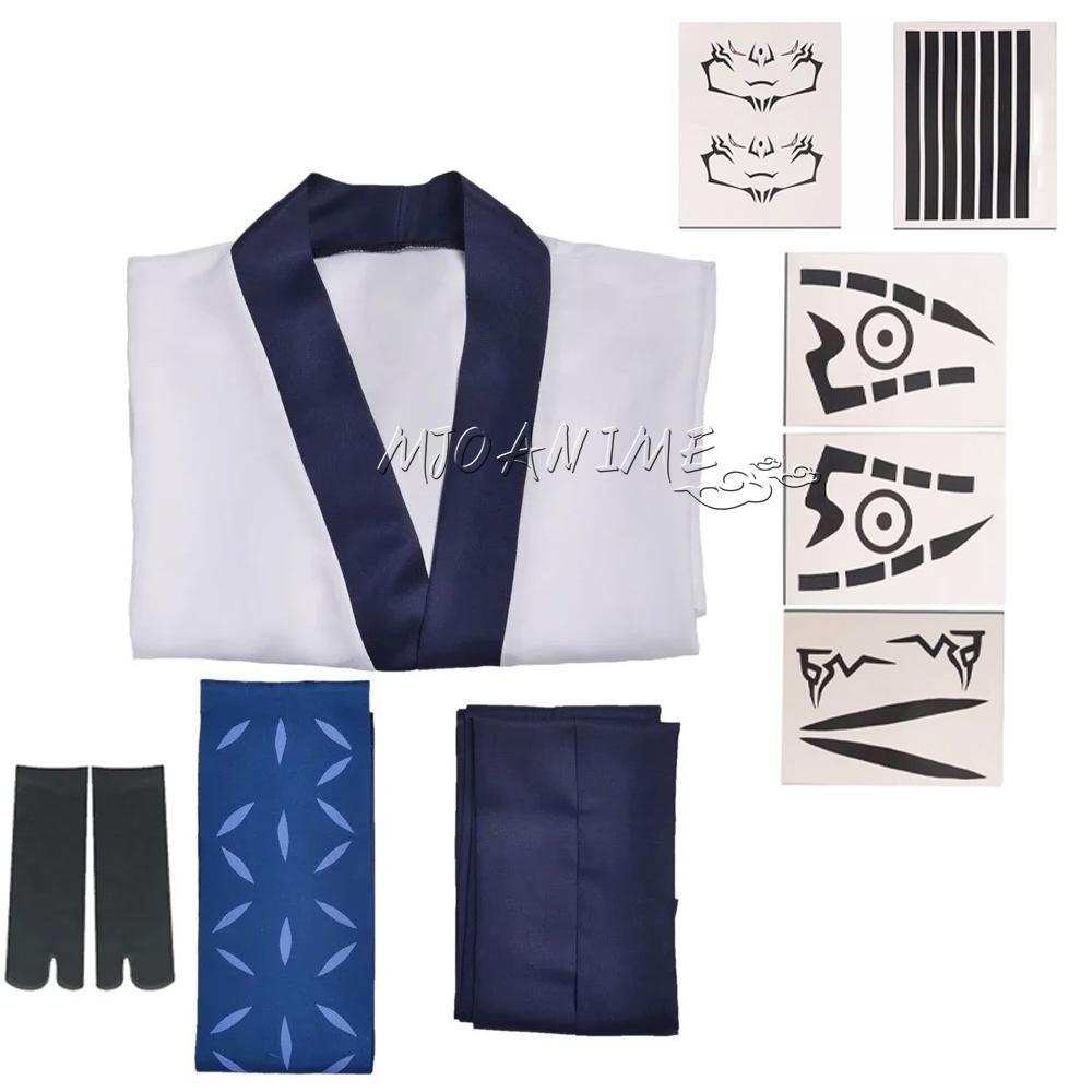 В наличии Ryomen Sukuna Косплей Дзюдзюцу Кайсен Костюмы Взрослые Мужчины Женщины Наряды Япония Кимоно Ханфу Хэллоуин Аниме Одежда