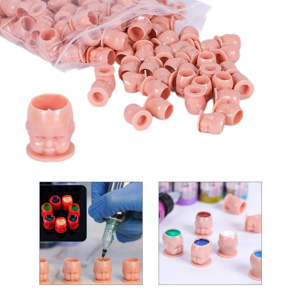 200 шт./набор чашек для чернил для татуировки, колпачки для чернил для татуировки в форме куклы, держатель для пигментных чернил для микроблейдинга, колпачки для контейнеров для чернил для татуировки