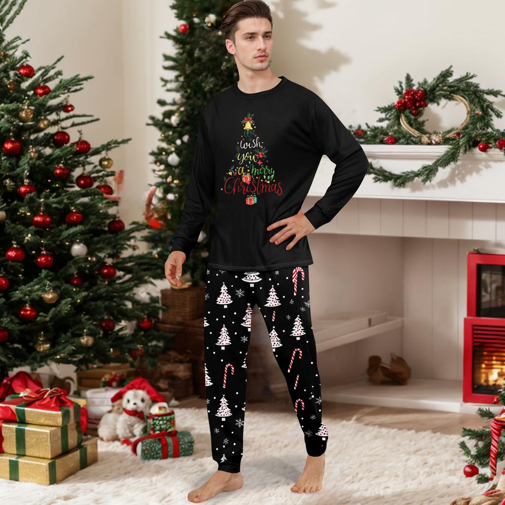 Print Cute Family Set Pajamas, Home Clothes, Family Set Long Sleeve Top Pants Set