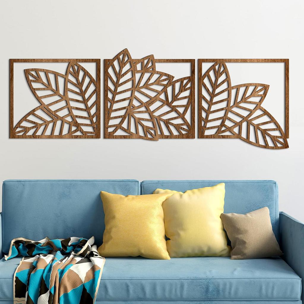 3pcs Wooden Wall Decoration Art Bohemian Style Abstract Tropical Palm Leaf Wall Decoration Home Decoration