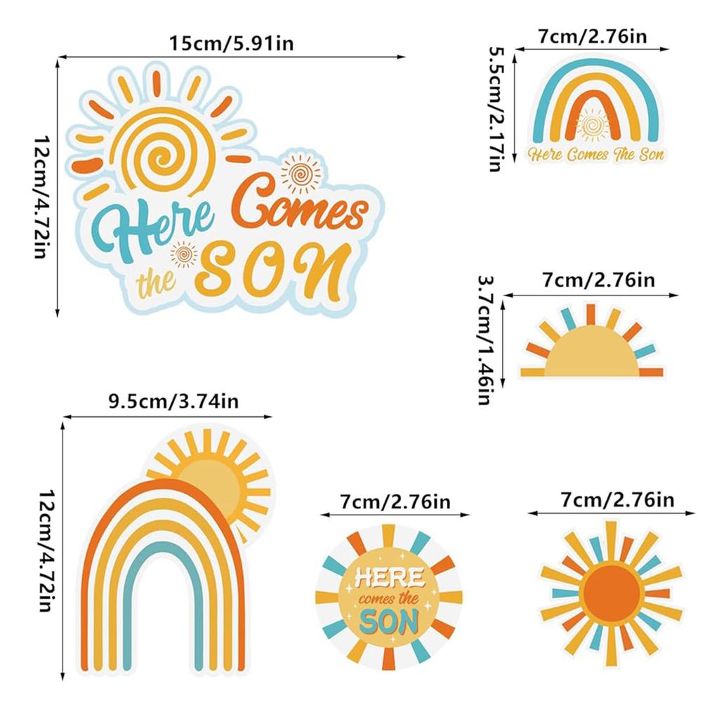 6 шт. Торт Топпер Вот выходит солнце Желтые Оранжевые Синие Шары Торт Топпер Вот выходит сын Детский душ Бохо Украшение для торта